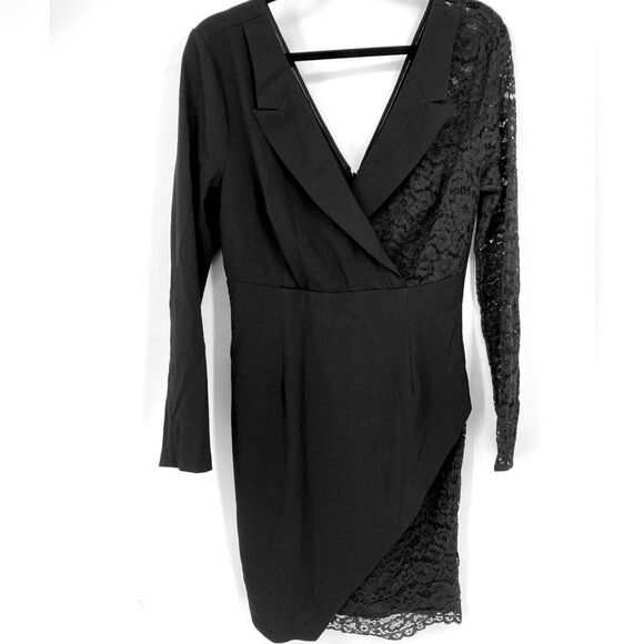 Venus Elegant Black Lace Mini Dress Size 10 - Picture 8 of 11